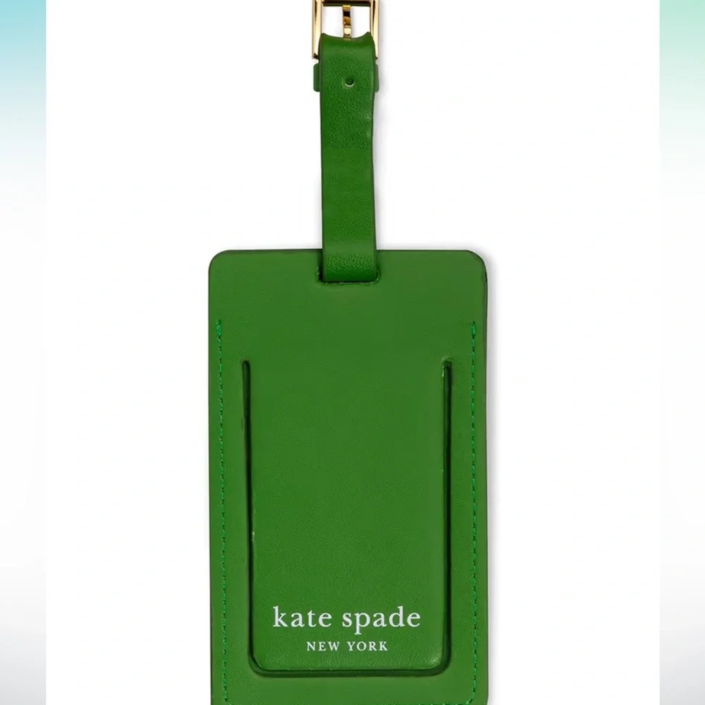 Kate Spade Green Luggage Tag with Gold Buckle - Where to next?